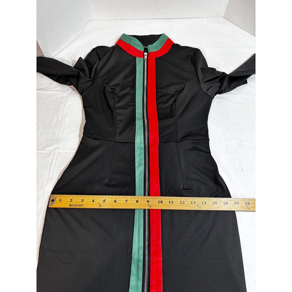 Francesca Bettini Made in Italy Red Green Stripe Zip Front Dress NWOT Small - Picture 6 of 11